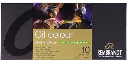 Rembrandt Set de Peinture à l'Huile Professionnelle | Sélection de Paysages avec 10 Couleurs (tubes de 15 ml) | Qualité Artistique Couleurs à l'Huile