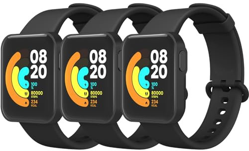 Meliya 3 Piezas Correas para Pulseras Xiaomi Mi Watch Lite/Redmi Watch Lite,Silicona Pulseras de Repuesto para Xiaomi Mi Watch Lite Mujer Hombre(Negro/Negro/Negro)