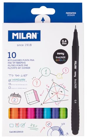 MILAN® Caja 10 rotuladores punta fina SWAY fineliner 0,4 mm