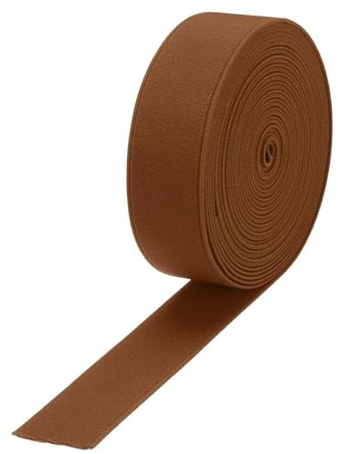 QUARKZMAN 3cm Gummiband Breit zum Nähen, 4.90 Meter Elastic Rubber Band, Breites Gummiband für Hosen, Bund, Stoffe zum Nähen (Braun)