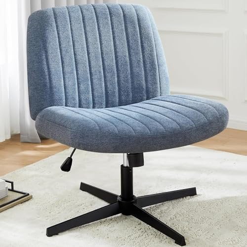 DUMOS Bürostuhl Ohne Armlehne, Teddysamt und Bequemes Netzgewebe Criss Cross Chair, mit Verbreitertem Sitzkissen Schneidersitz Stuhl, Geeignet für Büros, Schlafzimmer und Wohnzimmer