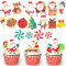 DazzJoy 60 Stück Tortendeko Weihnachten Essbar,Esspapier Tortendeko Weihnachten,Esspapier Weihnachten Deko,Weihnachten Muffin Deko Essbar,Essbare Cupcake Topper,Torten Deko Essbar,Kuchen Deko Essbar