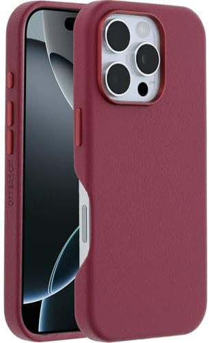 OtterBox Symmetry Series Cactus Leather MagSafe Case for iPhone 16 Pro, Shockproof, Drop proof, Protective Thin Case, 3x Tested to Military Standard, Red