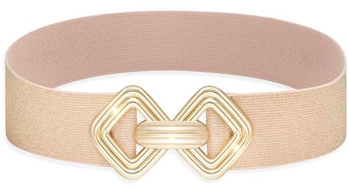 MESU Femmes Large Ceinture Élastique Ceinture Élastique à La Taille Pour Les Robes Rose avec boucle dorée 70cm