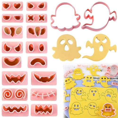Halloween Keksausstecher, 10 Stück Halloween Deko Aesthetic 3D Kunststoff Pressbarer Geist Halloween Ausstechformen Set, Ausstechformen Halloween Für Halloween Party Dekorationen, Backform Halloween