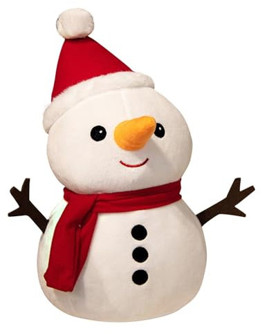 Weihnachten Plüschtier,Weihnachten Dekoration Stofftiere Weihnachtsmann Elch Schneemann Kuscheltier Plüsch Puppe Geschenke Kawaii Kissen Haus Dekoration Plüsch Spielzeug für Kinder(Schneemann 23 cm)