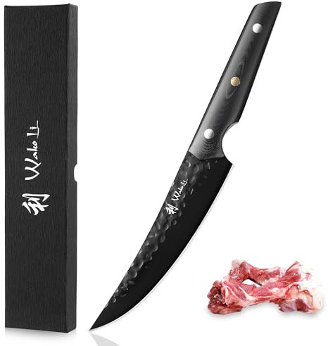 Wakoli Yugen Filetiermesser 15 cm – Full Tang Küchenmesser aus 5Cr15MoV Edelstahl mit schwarzer Titanium-Beschichtung & G10-Griff, Profi Ausbeinmesser für Fisch, Fleisch & Geflügel in Geschenkbox
