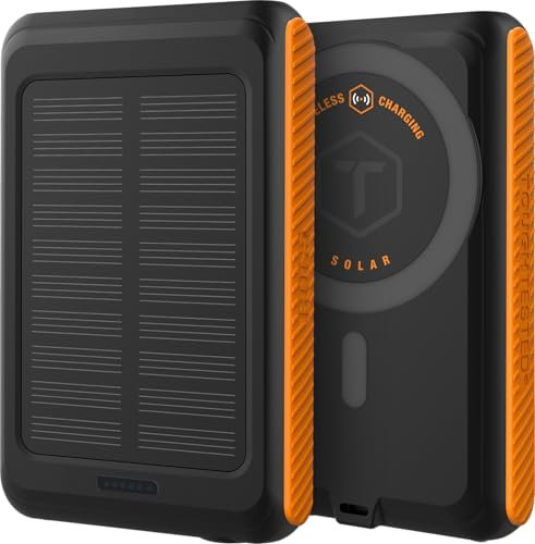 ToughTested ROC 5 Solar Power Bank 5000mAh, MagSafe Compatible Wireless Charger for iPhone 15/14/13, QC3.0 USB-C PD20W, IP54 Rugged Outdoor Battery with 5-Year Warranty for Travel, Camping