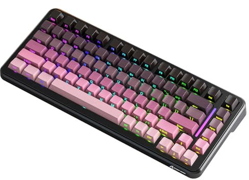ATTACK SHARK M86 Gasket Mechanical Keyboard, 75% Tri-Mode(BT/2.4G/USB-C) Wireless RGB Gaming Keyboard, Side printed Hot Swappable Custom Keyboard, Pre-lubed Linear Switches, 4000mAh(Pink Gradient)