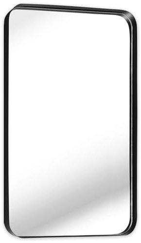 zenmag Miroir mural rectangulaire pour salle de bain, chambre à coucher, salon, entrée, 90 x 61 cm, noir