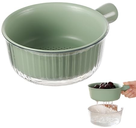 2-Piece Small Colander Set, Perfect for Washing Fruits and Vegetables, BPA-Free, Dishwasher Safe Strainer Bowls for Kitchen Sink (Green)