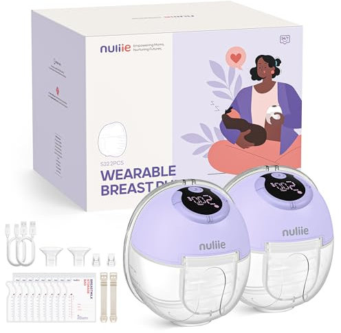 Nuliie Electric Breast Pump Hands-Free JO32, Wearable Portable Breast Pumps 6 Modes 13 Levels, 24MM Comfortable Flange, More Private, Replaced Accessories Included (2 Packs, Darkorchid)
