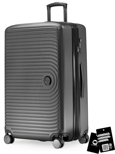 Hauptstadtkoffer Mitte Koffer 77 cm 112-130 Lmit Anhänger, Graphite | ABS-Hartschale · TSA · XL Erweiterung · 4 Rollen · Austauschbare Ersatzteile · Urlaub · 2-3 Wochen · Digitaler Kofferanhänger