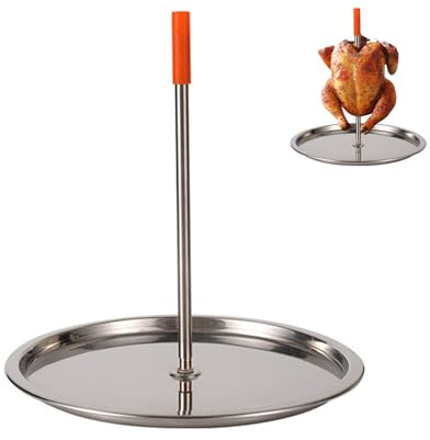 Grill-Bratständer, vertikaler Spieß, Edelstahl-Grillspieß, Hähnchengestell, Bräter, vertikaler Grillrost, Fleischspieß für Steak, Huhn, Fisch, Truthahn, Kebab (Größe 1)