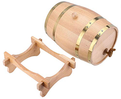 Xixian 1,5 L, 3 L, 5 L, 10 L Weinfass aus Eichenholz, Handgefertigtes Holzfass mit Kunststoffhahn, Ideale Lagerung von Edlem Wein, Brandy, Whiskey, Tequila mit Einfachem Zapfhahn, für (10L)