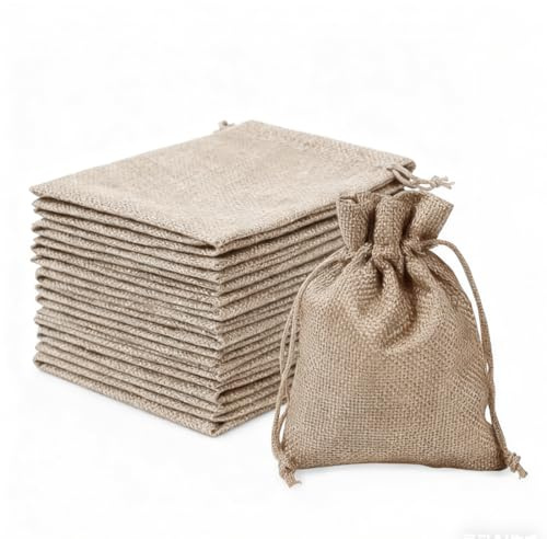 OUDQFCJ 30 piezas bolsas de yute reutilizables bolsa con cordón bolsa de lino de algodón con cordón bolsa de almacenamiento bolsa de joyería bolsa de regalo para bodas (7 x 9 cm) (Lino)