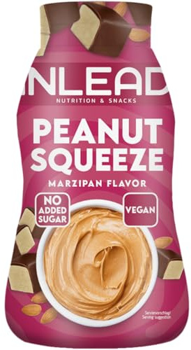 INLEAD – Peanut Squeeze | Cremige Erdnusspaste mit Erdnussstückchen & Marzipangeschmack in der praktischen Squeeze-Flasche | Ohne Zuckerzusatz & Palmöl - 520g (Marzipan)