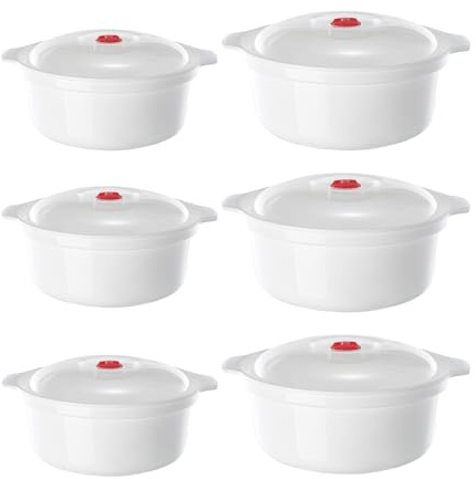 BOFITENG 6er Set Mikrowellengeschirr mit Deckel Set, 900-1600ml Speziell für die Erwärmung in der Mikrowelle, Mikrowellenteller mit Deckel mit Dampfregelventil, Verwendbar Als Vorratdose
