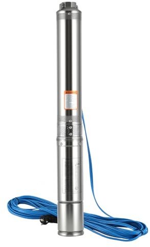 Peviasot 750W Tiefbrunnenpumpe 4 Zoll Edelstahl, Brunnenpumpe mit integrierter Steuerung, 4000 L/h 70 m 6,7bar mit 20 m Kabel, Max.150g/m3 IP68 für Gartenbewässerung, Brunnen, Zisterne
