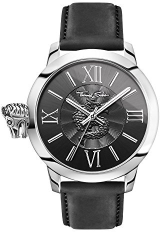 THOMAS SABO Herren Analog Quarz Uhr mit Leder Armband WA0295-218-203-46 mm
