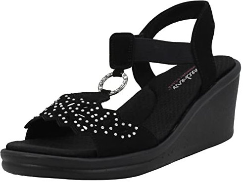 Skechers Rumblers-Queen B, Sandalias con cuña Mujer, Negro, 37 EU