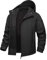KEFITEVD Giacca in pile Softshell Giacca invernale mimetica da uomo Flecktarn Felpa con cappuccio impermeabile antivento arrampicata impermeabile Nero XL (Etichetta: 2XL)