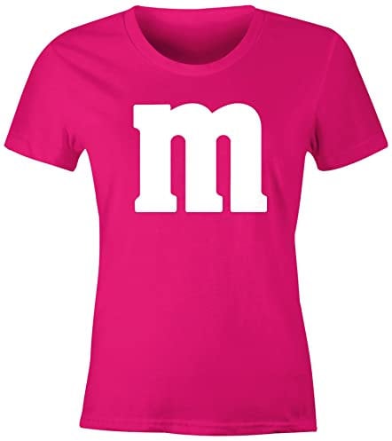 MoonWorks® Damen T-Shirt Gruppen-Kostüm M Aufdruck Kostüm Fasching Karneval Verkleidung Pink M