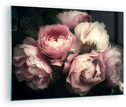 Bilder auf Glas Pfingstrose Blume Glasbild 70x50cm Wandbilder Dekoration Wohnzimmer Schlafzimmer Küche Deko Klein Wanddeko Bild im Glas Wand Kunstdruck Art Modern Wall Decor Glasdruck GAA70x50-3930