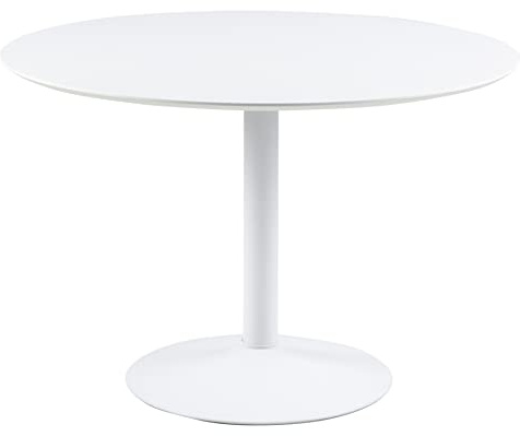 AC Design Furniture Isabella Spisebord, H: 74 x B: 110 x T: 110 cm, Ø: 110 cm, Weiss, MDF/Metall, 1 Stk