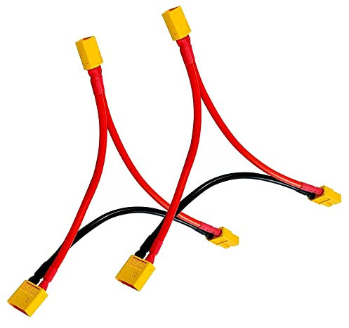 Boladge 2 Stücke XT60 Serielle Serien Anschluss Stecker 1-XT60 Buchse auf 2-XT60 Männlich Adapter Kabel 10CM 12AWG für RC Lipo-Akkus