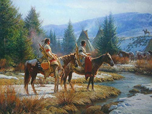 CHUDU Puzzle 1000 Teile Holz Klassische Geschenke Für Mann Frau Aktive Köpfe Indianer Western Art Horse Gun Jagd Winterfahrt