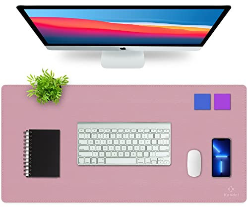 K KNODEL Almohadilla de escritorio, almohadilla de escritorio, cabeza de succión de escritorio de cuero de PVC para computadoras portátiles, tablero de escritura impermeable (43cm x 90cm, Púrpura)