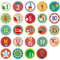 Oblique Unique® 24 Adventskalender Sticker Zahlen Aufkleber für Weihnachten zum Basteln und Verzieren - wählbar (Kreis - Bunt)