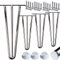 STAHLIA Haarnadel Tischbeine Möbelfuß Höhe 45cm Chrom (4er SET) 3 Streben Ø12mm Tischgestell Hairpin Leg Möbelfüße Schalldämmung inkl. Bodenschoner