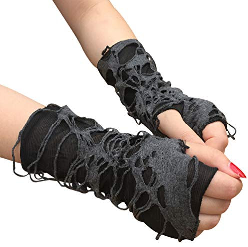 PRETYZOOM 1 Paar Halloween Fingerlose Handschuhe Spinnennetz Spitzenhandschuhe Schwarze Punkhandschuhe für Halloween Party Kostüm Kostümzubehör