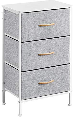 Yaheetech Chest of Drawers, 3 Drawers Fabric Storage Dresser Organizer Unit, Closet Organizer Furniture with Metal Frame for Living Room/Bedroom/Hallway, Light Gray & White, 45 x 30 x 76 cm