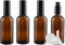 ZEOABSY 4 Pcs 100ml Empty Brown Glass with Fine Mist Spray Bottles Travel Portable Small Refillable Amber Sprayer Bottles with Black Pump Head for Cosmetic Perfume Containers, with 1x Funnel