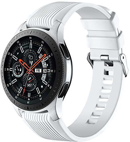 Mastten 22mm Cinturino Compatibile con Samsung Galaxy Watch 46mm/Galaxy Watch 3 45mm/Galaxy Gear S3 Frontier/Huawei Watch GT 2, Cinturino Braccialetto Sportivo in Morbido per Uomini Donne, Bianca