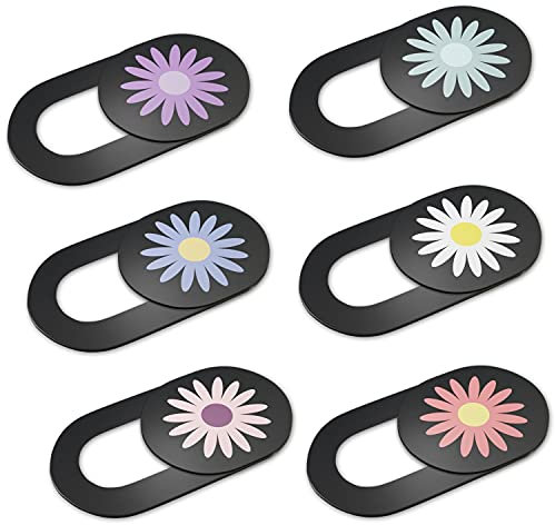 KARBOME Cache caméra Ordinateur Extra-Plat Noir (Lot de 6) | pour Webcam PC Portable, Mac et Tablette | Fleur | Set-F3