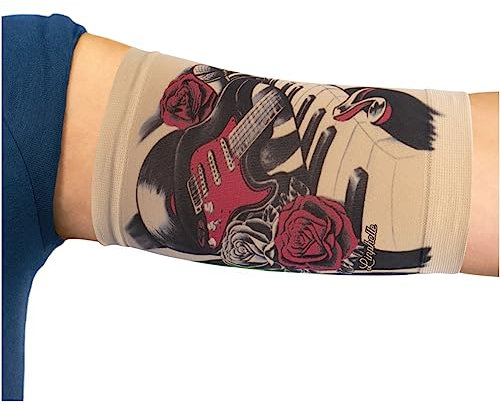 Linphelle Manchon Bras en Microfibre pour Picc Line - Manchette Bras en tissu respirant et design, idéal pour PICC, Glucometre pour glycémie, Tatouage ou Blessures, Musique, Taille 2