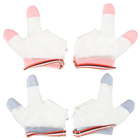 Cabilock 2 Pairs Stop Thumb Sucking Finger Guard, Baby Mesh Fabric Soft Glove with Wrist Band No Scratch Kit for Kids, Boy, Girl, Assorted Color, 12.5X7X0.5CM