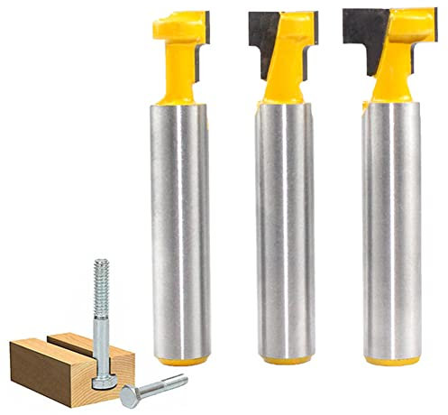 Whcctl Fresa Scanalatura Router Bit Set, 3 Pezzi 8mm Gambo Fresa Set, Punte per Falegnameria Fresa di Legno, Codolo T-Slot Router Bit Cutter, per Strumenti di Lavorazione del Legno
