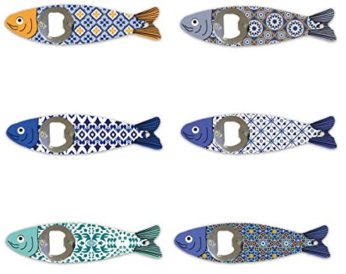 By SIGRIS Destapador Cerveza 6 Uni Azul de Resina 5X1X15cm Abrebotellas Libros Decorativos Caja Libro Madera