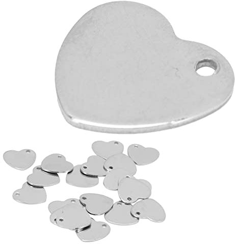 DIY Pet ID Tag, 20pcs Personalized Dog Tags Cat Tags Stainless Steel Pet Name ID Tag Long Lasting for Pet Jewelry(Heart-Shaped Steel, 13 * 14mm 20pcs)