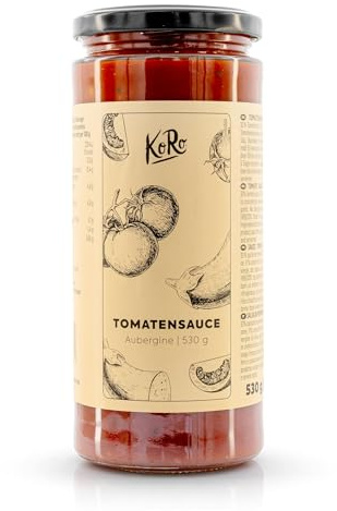 KoRo - Tomatensoße Aubergine 530 g - Fruchtige Tomatensoße mit feinen Auberginenstückchen - Made in Italy - Lecker zu Pasta und Pizza