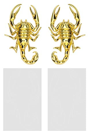 Be In Your Mind 1 Pair Car 3D Scorpion Metal Sticker Waterproof Anti-Rust Car Body Decorative Decor Badge Emblem for Automotive Motorcycle Zinc Alloy Gold