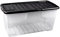 Strata Curve Aufbewahrungsbox mit schwarzem Deckel,80 Liter, 80x40x37cm - transparent