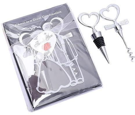 ycyingcheng Apribottiglie portachiavi retrò, set apribottiglie cavatappi a forma di cuore d'amore Tappo per bottiglia di vino Decorazioni per matrimoni Wine, 10 PEZZI