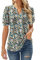 EFFAN Womens Plus Size Tops Casual V Neck Longline Blouse Elegant Floaty Flower Print Tunic Shirts Floral Black Blue XXL (UK 20-22)