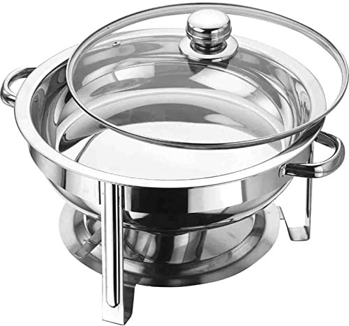 FJAUOQ Chafing Dish Warmhaltebehälter Essen Warmhaltebehälter Speisenwärmer Runde Edelstahl Wärmebehälter Chafing Dishes für Catering Buffet und Party,5l 1 pcs
